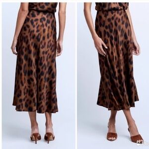 L’agence Clarisa Leopard Print Satin Midi  Sz XS